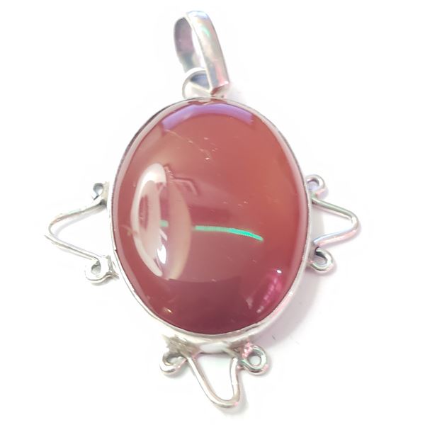 SILVER RED AGATE PENDANT(~WEIGHT 8.84G)