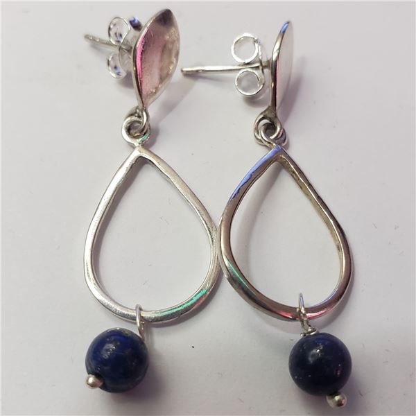 SILVER LAPIS LAZULI  EARRINGS(~WEIGHT 3.42G)