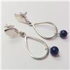 Image 2 : SILVER LAPIS LAZULI  EARRINGS(~WEIGHT 3.42G)