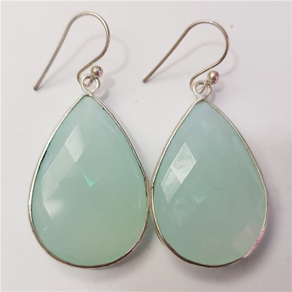 SILVER CHALCEDONY  EARRINGS(~WEIGHT 12.13G