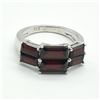 SILVER GARNET(3.8CT) RHODIUM PLATED RING (SIZE 6)