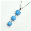 Image 3 : SILVER TURQUOISE(6.1CT) RHODIUM PLATED NECKLACE