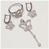 Image 2 : SILVER CUBIC ZIRCONIA EARRINGS, RING & PENDANT