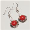 Image 2 : SILVER RED AGATE  EARRINGS (~WEIGHT 5.72G)