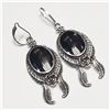 Image 2 : SILVER BLACK ONYX EARRINGS (~WEIGHT 12.5G)