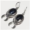 Image 3 : SILVER BLACK ONYX EARRINGS (~WEIGHT 12.5G)