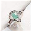 Image 2 : SILVER EMERALD CUBIC ZIRCONIA RING (~SIZE 6)