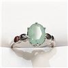 SILVER RHODIUM PLATED EMERALD(2.4CT) RING (SIZE 7)