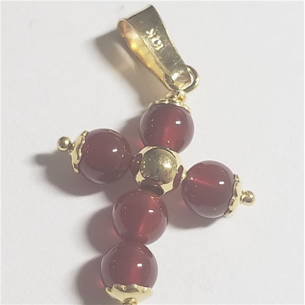 10K YELLOW GOLD GARNET PENDANT