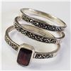 Image 1 : SILVER 3 STACKINGS GARNET MARCASITE RING