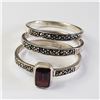 Image 2 : SILVER 3 STACKINGS GARNET MARCASITE RING