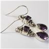 Image 2 : SILVER AMETHYST EARRINGS (~WEIGHT 4.24G)