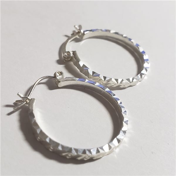 SILVER HOOP EARRINGS (~WEIGHT 3.41G)