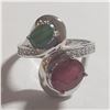 Image 1 : SILVER RHODIUM PLATED RUBY EMERALD(2CT)