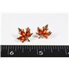 Image 1 : NEW GOLD TONE RHINESTONE MAPLE LEAF STUD EARRINGS