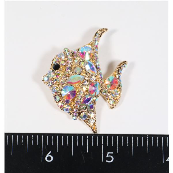 NEW RHINESTONE FISH BROOCH