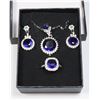 Image 1 : 4 PIECE SET WITH BLUE SAPPHIRE AND CLEAR STONE