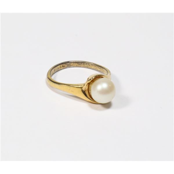 18K GOLD PLATED RING WITH PEARL