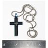 Image 1 : BLUE METAL CROSS ON HEAVY DUTY CHAIN