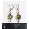 VINTAGE SILVER TONE WITH GREEN STONE EARRINGS