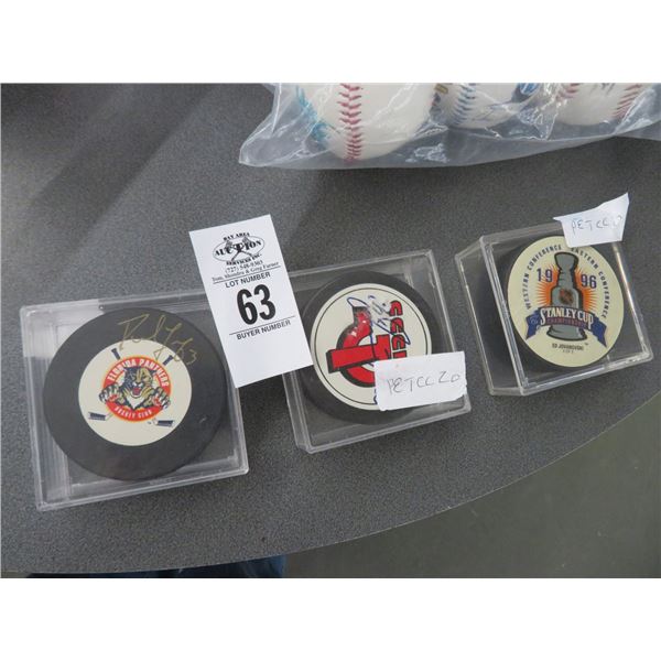 3-Autographed Hockey Pucks - 3 X $