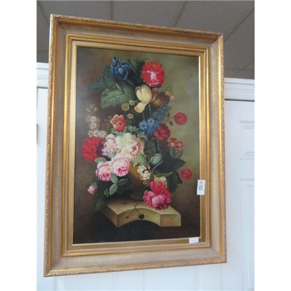 Gold Framed Oil On Canvas Floral by Terence Alexander - 42" x 32"