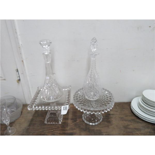 Crystal Decanters and Pie Stands