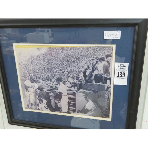 Black and White Framed Autographed Dodgers Photo