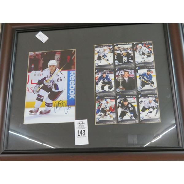 Framed Autogaraphed Hockey Photo and Trading Cards