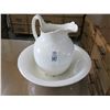 Image 1 : White Ceramic Wash Bowl and Pitcher