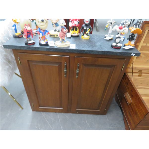 Faux Granite Top Mahogany 2 Door Cabinet