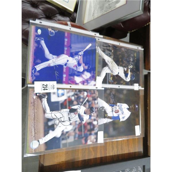 Autographed Dodger and Cleveland Indians Baseball Player Photos (4)