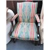 Image 1 : Mahogany Striped Fabric Armchair