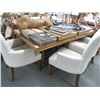 Image 1 : Wood Dining Table w/6 Tan Fabric Armchairs