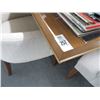 Image 2 : Wood Dining Table w/6 Tan Fabric Armchairs