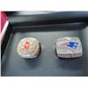 Image 1 : Buccaneer and Patriots Superbowl Replica Rings in Wood Display Box