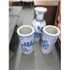 Image 1 : 3-Porcelain Blue/White Umbrella Stand, Vase - 3 X $