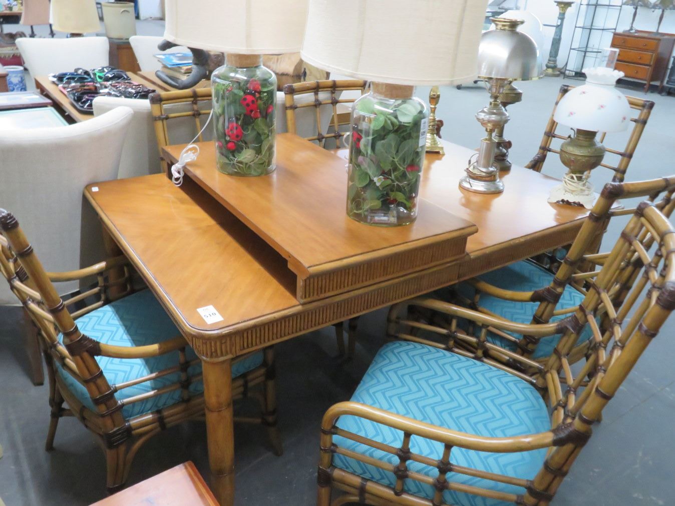 Tommy Bahama Dining Table w/6 Rattan Chairs