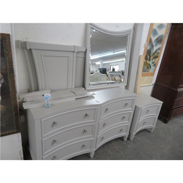 Grey Dresser/Mirror/Nightstand/Full Bed Set