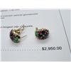 Image 2 : 14K Diamond & Gemstone Earrings w/10 Round Cut Diamonds & 24 Oval & Marquis Gemstones 7.1g