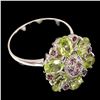 Image 3 : Natural Peridot &  Rhodolite Garnet Ring