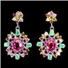 Image 1 : Natural Ruby Colombian Emerald Rhodolite Earrings