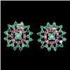 Image 1 : Natural Colombian Emerald & Rhodolite Garnet Earrings