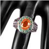 Image 2 : Natural Orange Opal & Colombian Emerald  Ring
