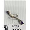 Image 2 : Pair Of 925 Sterling Silver Amethyst Stone Dange Earrings