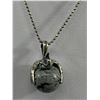 Image 2 : Sterling Silver Penant & Chain-Pendant Is A Crane Like Bird On Snowflake Obsidian Ball-Tested 7.6 GR