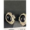 Image 2 : Large Vintage 925 Sterling Silver, Hand Crafted Earrings w/Black Onyx