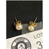 Image 2 : Pair Of 14K Solid Gold Genuine Pearl Earrings