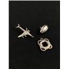 Image 1 : 3 Charm Pendants, Sterling Silver Football, Life Purserver & Plane