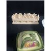 Image 2 : Last Supper Décor, Green Floral Butter Dish and Blue Serving Dish